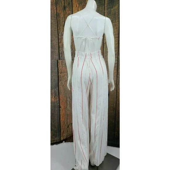 New Flynn Skye Joy Jumper Womens Small Spanish Stripe Red White Jumpsuit - Picture 8 of 12